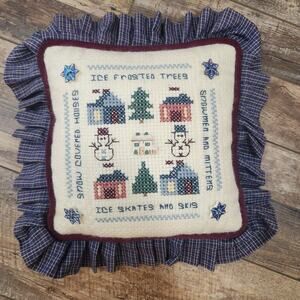 Hand embroidered Winter Christmas Pillow